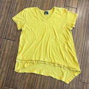 Anthropologie Gold Asymmetrical Short Sleeve Tee